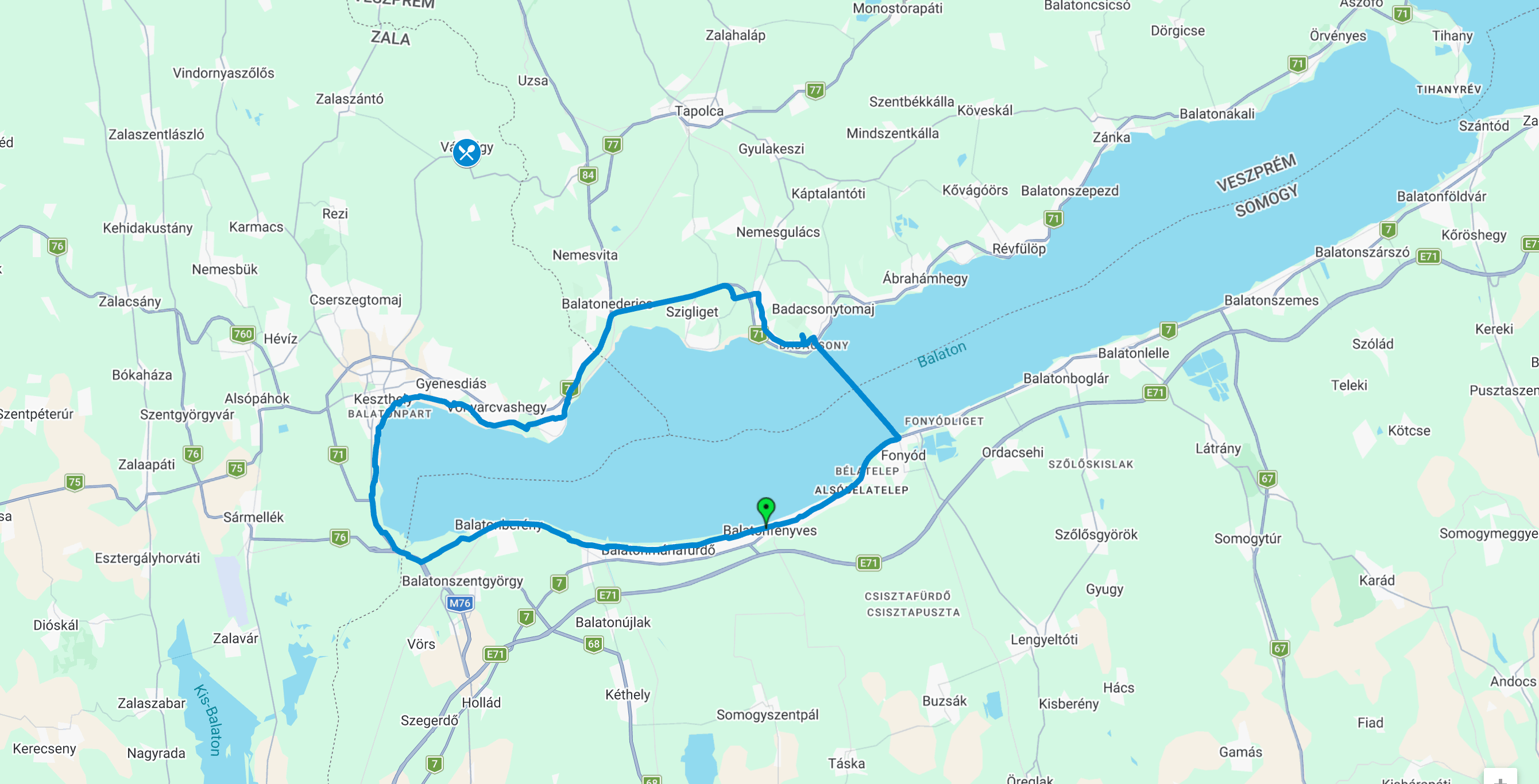 TUS Séf a dombon — útvonal térkép